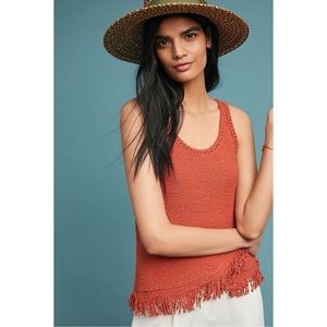 Anthropologie Rust Sweater Tank with Fringe